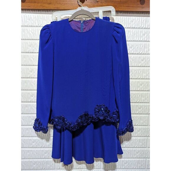 Rina di Montella Women's Rayol Blue Formal Skirt Suit Size 8 - Picture 6 of 10